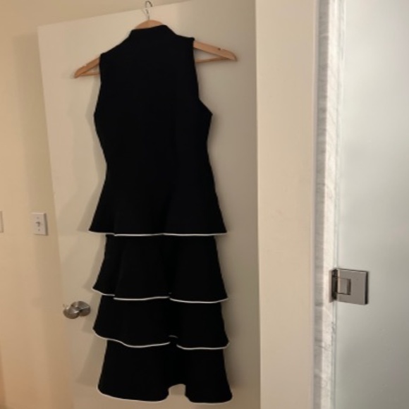 Proenza Schouler Long Navy Dress with Mock Neck and Tiered Skirt - Picture 5 of 7